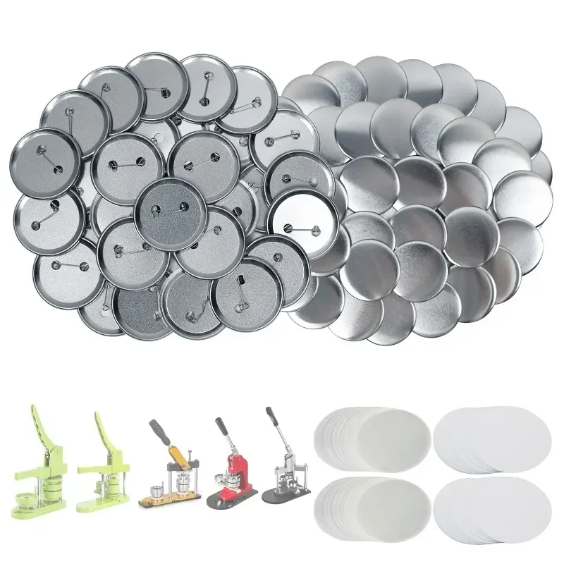 100 Sets – 56mm Blank Button Badge Making Kit With Pin Backs | DIY Craft Pin Supplies