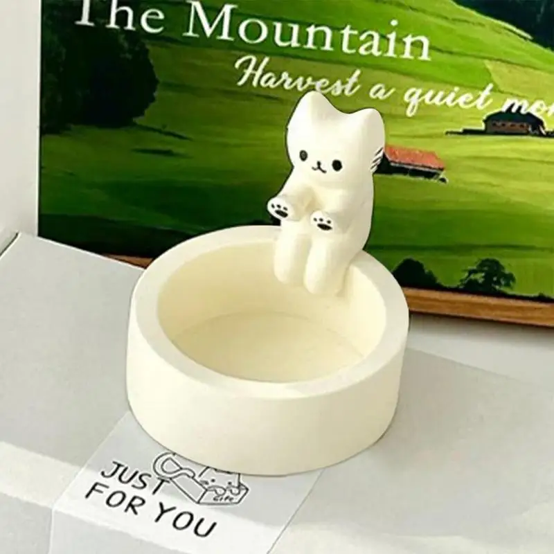Cute Kitten Candle Holder Grilled Cat Shaped Aromatherapy Candle Holder Office Home Desktop Decorative Ornaments Birthday Gifts 2