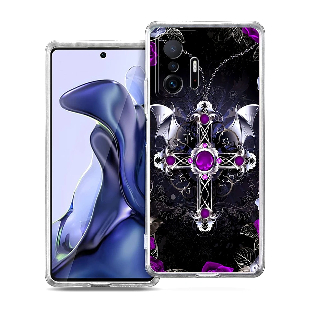 Gothic Cross Bling Glitter Soft TPU Transparent Phone Case