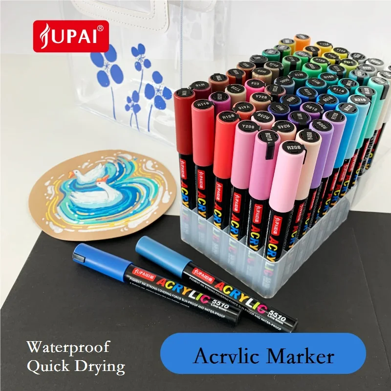 Jupai Acrylic Pen Hand-painted Marker Pens 12-60-color Ceramic Glass Fabric Graffiti Waterproof Water-based Painting Stationery 29 5ml leather paint sneakers custom acrylic paint leather leather bag diy hand painted graffiti restoration paint