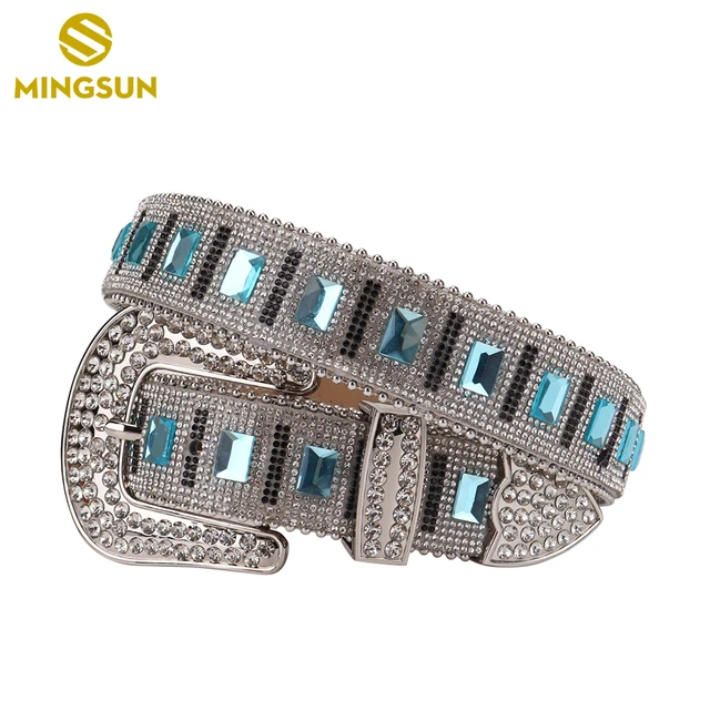 Hot Sale Blue Shiny Rhinestone Belts Men Women Unisex Shiny Crystal Belt -  China Rhinestone Belts and Cowgirl Belts price