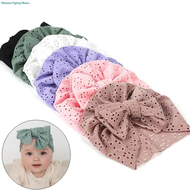 

1PC Summer Baby Bow Turban Hat Soft Elastic Baby Bonnet Hat for Newborn Girls Solid Color Breathable Infant Kids Beanie