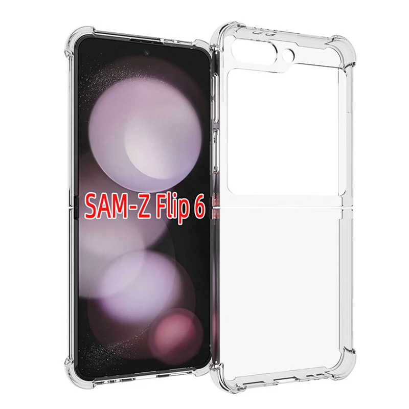 Per Samsung Galaxy Z Flip6 Custodia Cuscino D'Aria Airbag Antiurto Cover Posteriore Morbida In Silicone Custodia Trasparente Per Samsung Z Flip 6 Zfli