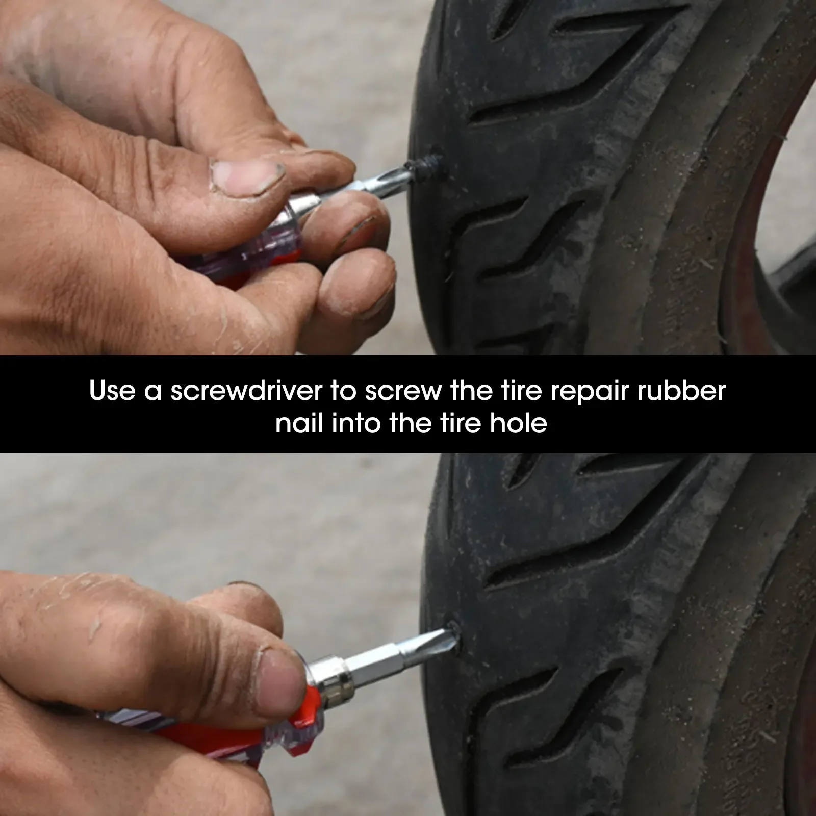 

Electric Bike And Motorcycle Tubeless Tire Repair Nails Free Tire Rubber Nails Self-repair Tires Repair Membrane Nail Size S/L