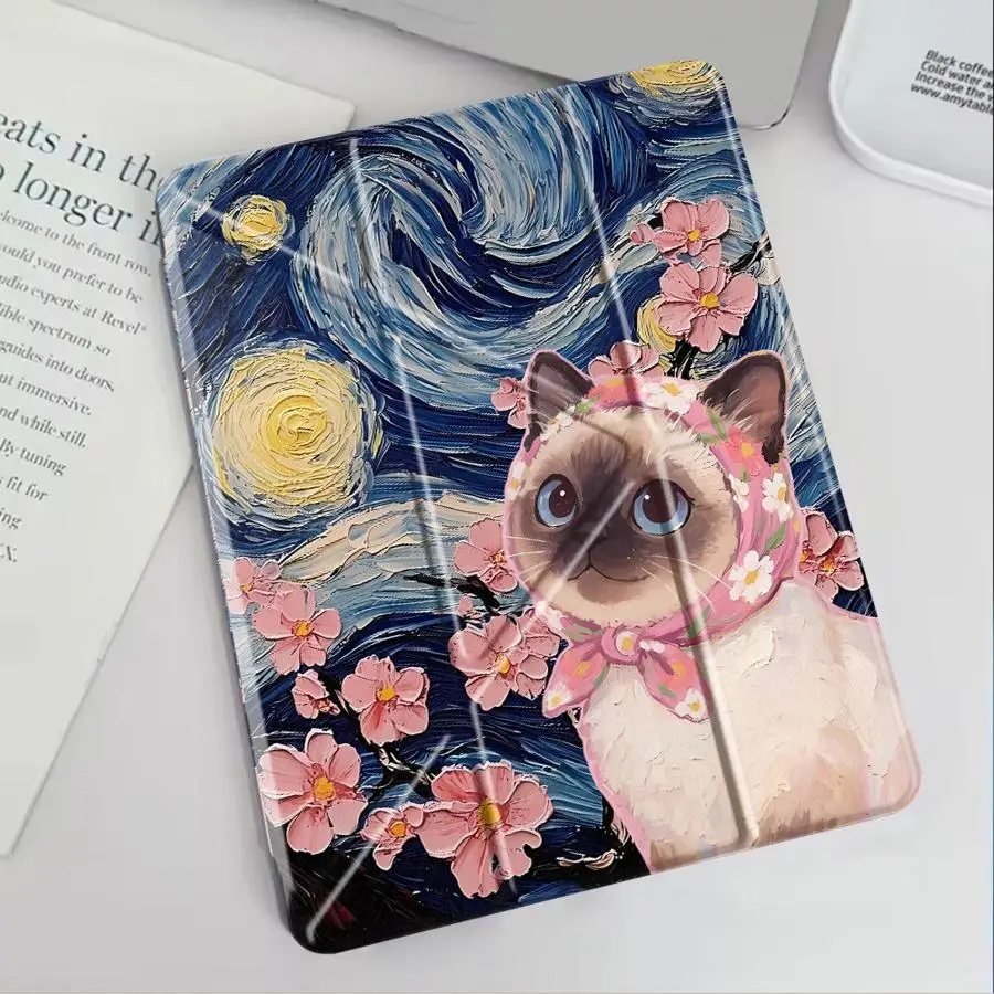 Floral Kitten Tablet Case with Holder