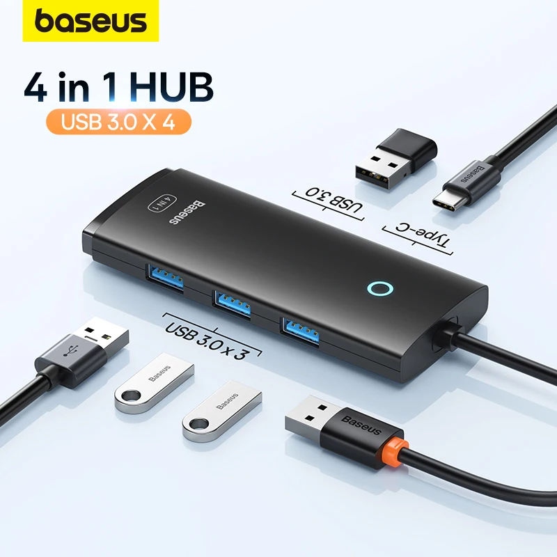 Baseus Lite Series 4-Port USB HUB Adapter USB Type C to USB 3.0 HUB  Splitter Adapter for MacBook Pro iPad Docking Station HUB - AliExpress