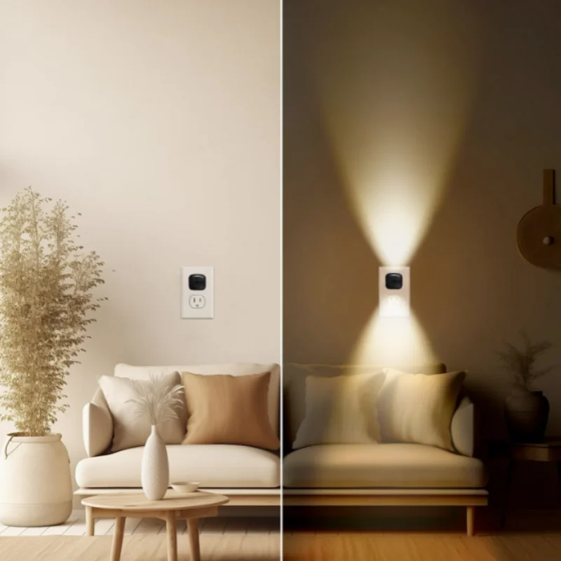 AITHEA LED Plug-in Night Light Dusk to Dawn Sensor Light Sensing Wall Lamp for Bedroom Bathroom Hallway AC110-230V EU US Plug