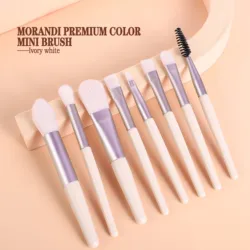 Portable Soft Hair Makeup Brush Set for Powder, Concealer, Eyeshadow, Blush, and Foundation (Apricot)