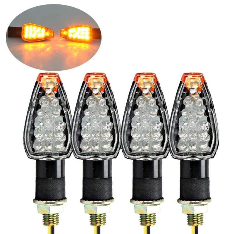 

4pcs Universal 12V Motorcycle Turn Signal Lamp Amber Led Light Indicator 14 LED