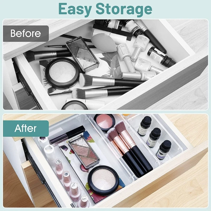 

25pcs Clear Plastic Storage Boxes Drawer Drawer Dividers Trays Dresser Storage Bins Separation Box for Makeup