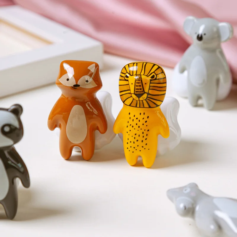 Ceramic Animal Kids Room Dresser Drawer Knobs, Wardrobe Cupboard