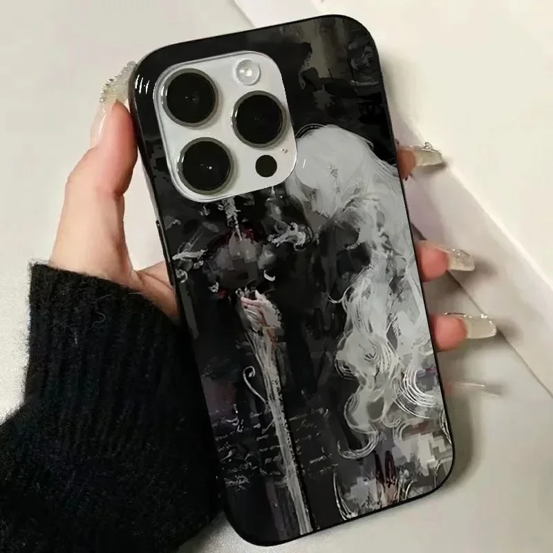 Elegant Sword & White Hair Witch Medieval Artistic Phone Case Cover