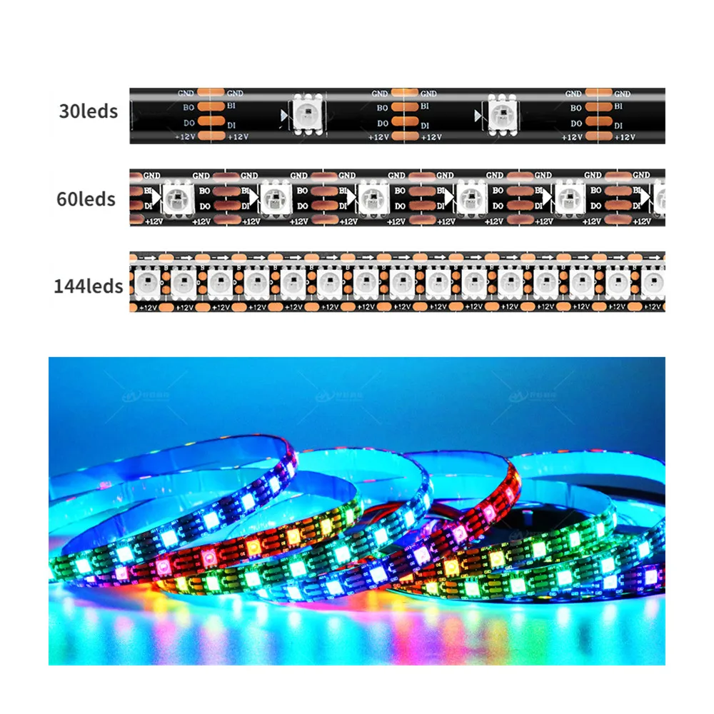 

DC12V WS2815 Strip 5050 Lamp Beads Neon Sign Smart Pixels Addressable Dual Signal RGB Full Color LED Light