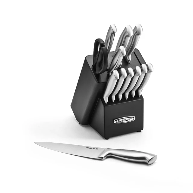 Styled Settings Gold Knife Set with Self Sharpening Knife Block