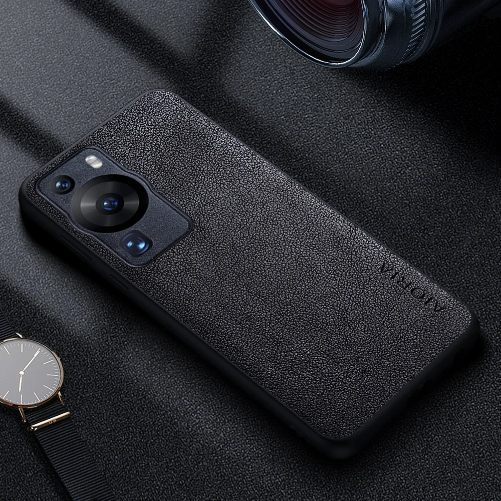 Premium Luxury Leather Phone Case - Retro Business Style Solid Color Cover