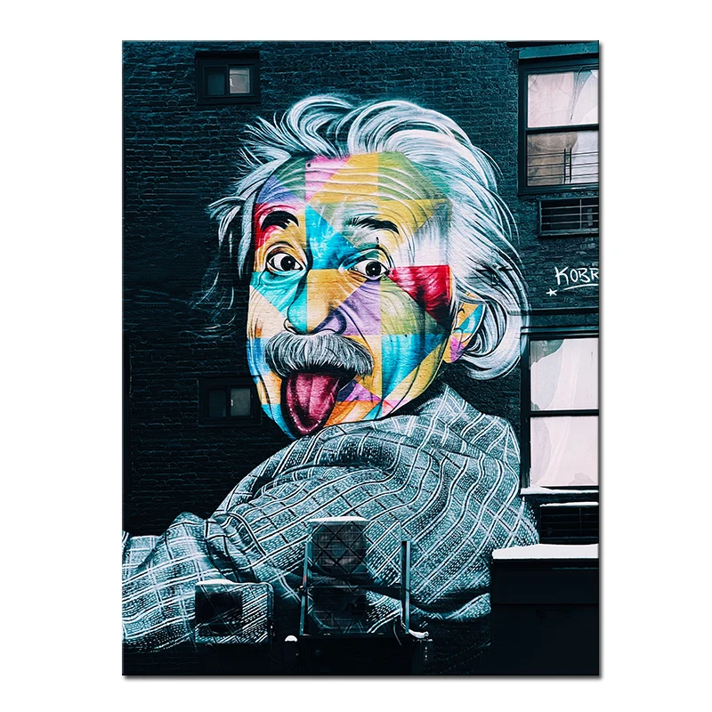 hllhpc Albert Einstein con un Cartel es Amor responde Pared Pop Art Graffiti Lienzo impresión Cuadros Sala Pintura 60X80cm 