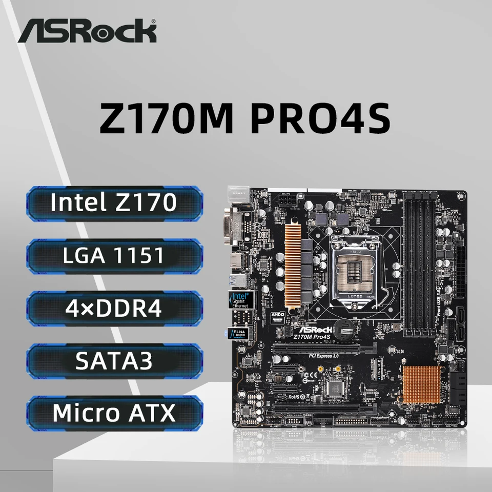 ASRock Z170M PRO4S Motherboard LGA1151 Support Core i3-6100