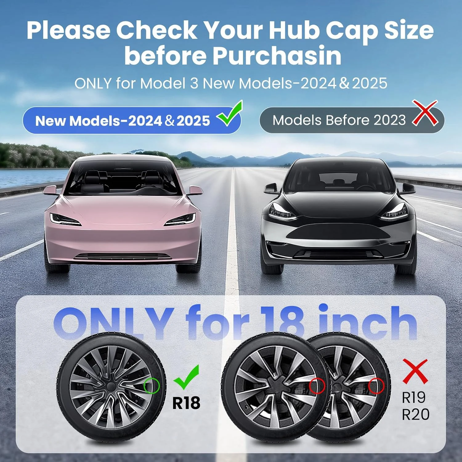 Turbine style Tesla Model 3 wheel cover installed