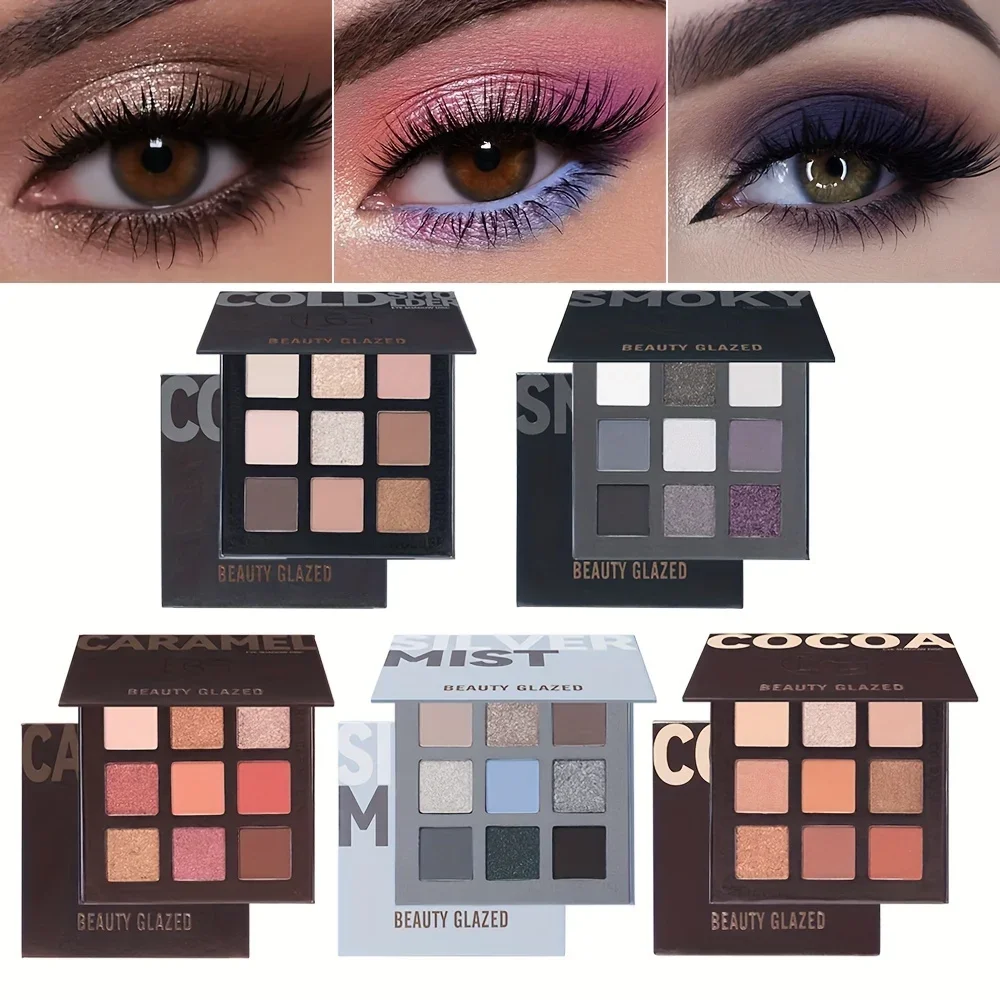 BEAUTY GLAZED Original 9 Color Eyeshadow Palette Long Lasting Eye Makeup Cosmetics