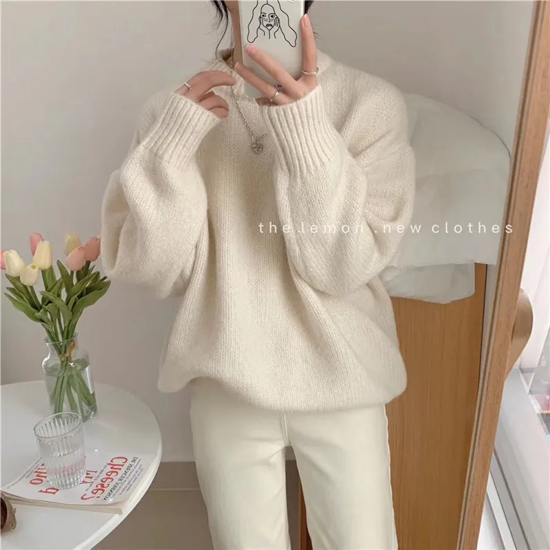 

Новинка 2022 базовый свитер с длинным рукавом Однотонный пуловер с круглым вырезом женские вязаные топы осенне-зимняя одежда мягкая кашемировая верхняя одежда I849