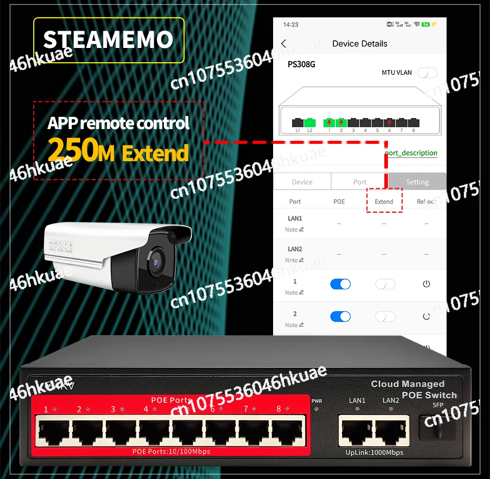 클라우드 관리형 POE 스위치 4/8/16 포트 48V 활성 POE 데스크탑 100/1000Mbps SFP APP 제어 스위치 플러그 앤 플레이 IP 카메라
