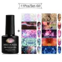 MEET ACROSS 7ml Nail Art Transfer Foil Gel Nail Polish Set Starry Sky Paper Adhesive Gel Lacquer Tools For Manicure Decoration 1