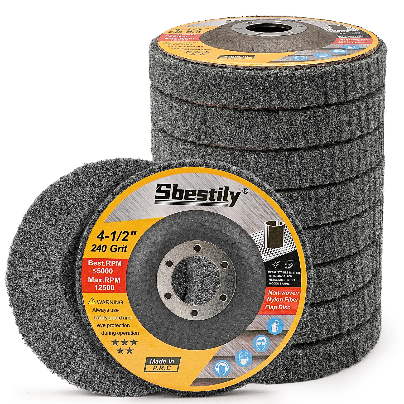 1-5 Stück 115mm Nylonfaser-Lamellenschleifscheibe 4,5 Zoll Winkelschleifer-Lamellenschleifscheibe Körnung 600 für Metallentgratung und Rostentfernung – Detail 8