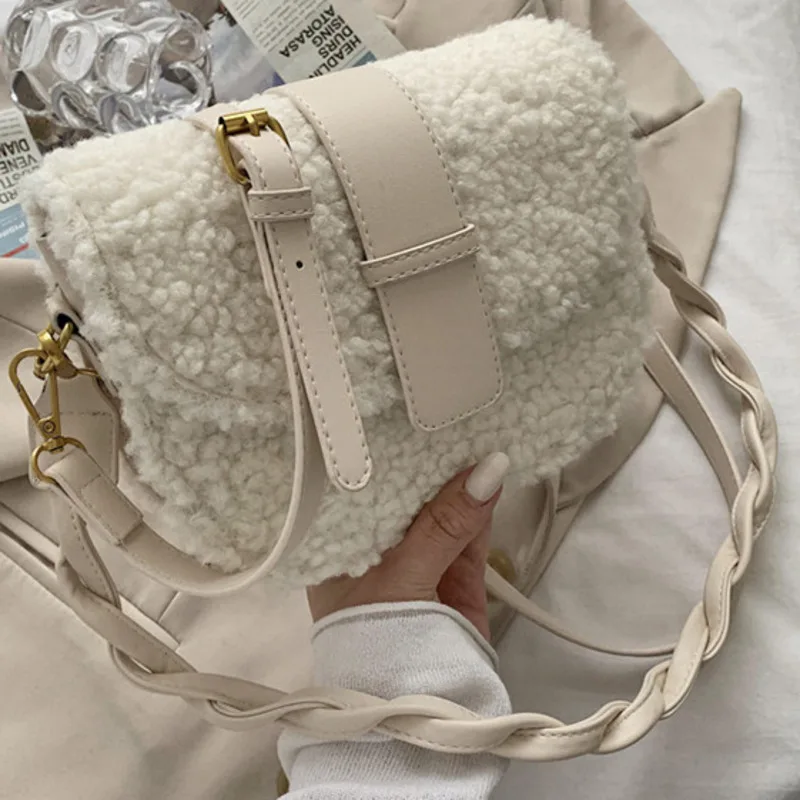 Plush Hair One New Lamb Shoulder Bag Popular Classic Style For Woman High-Quality Messenger Versatile Luxury Crossbody Exquisite