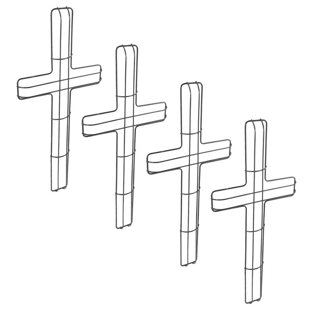 

4 Pcs Cross Garland Metal Wreath Frame Making Tool Iron Wire Hanging Shaped Rack
