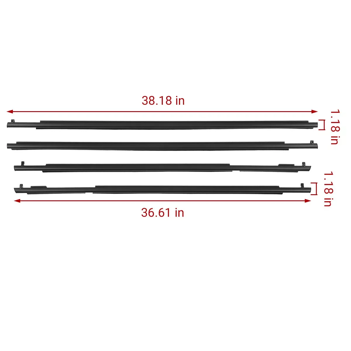 Car Window Weatherstrips 4Pcs For Toyota Land Cruiser Prado 2010-Front Rear Doors Moulding Trim Outer Glass Sealing Belts