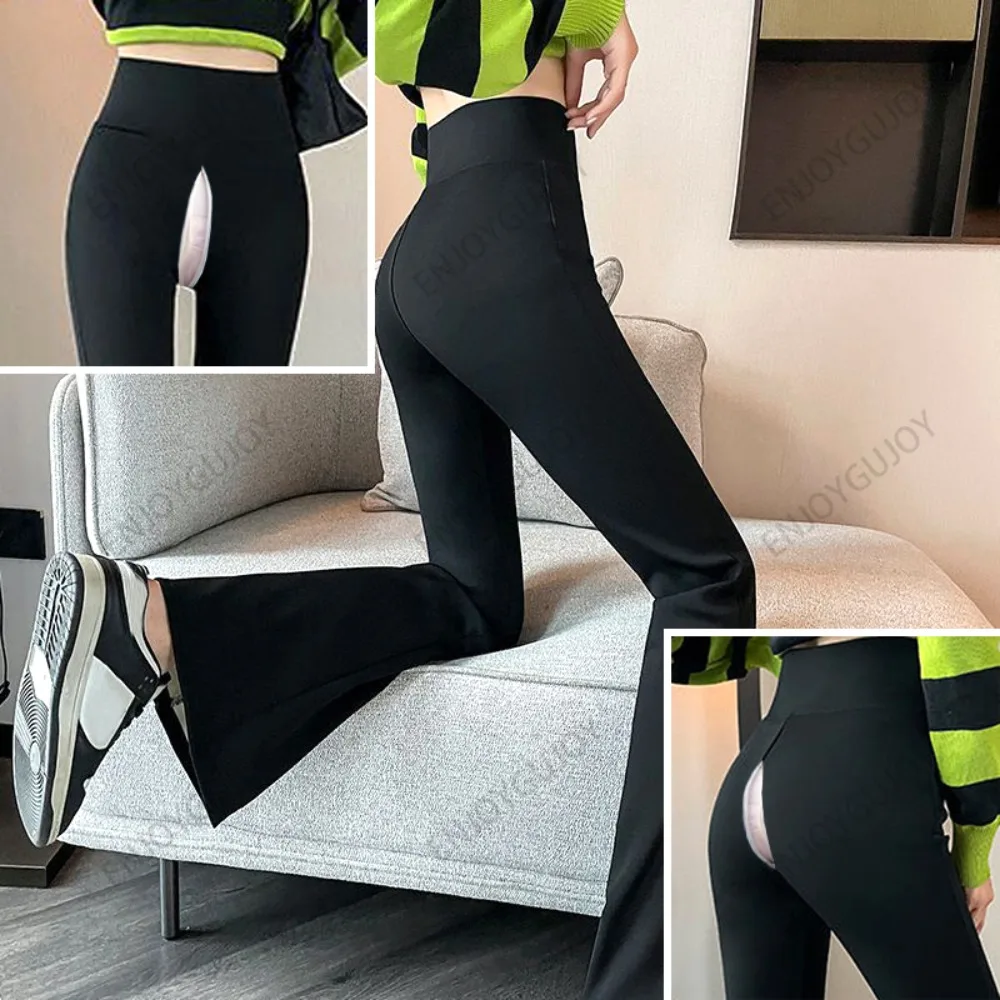 Yoga Flare Pants Invisible Open Crotch Outdoor Sex Add Fluff Shark Pants High Waist Slimming Yoga Pants Ms Training
