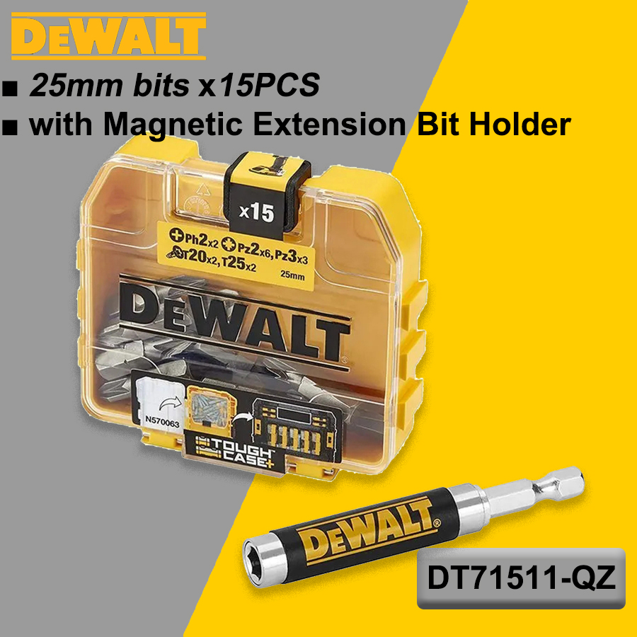 DEWALT 16PCS FlexTorq Screwdriver Bit Set 25mm with Magnetic Extension Bit Holder DT71511-QZ