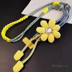 Whimsical Cartoon Pendant Crossbody Phone Lanyard - Cotton (Yellow)