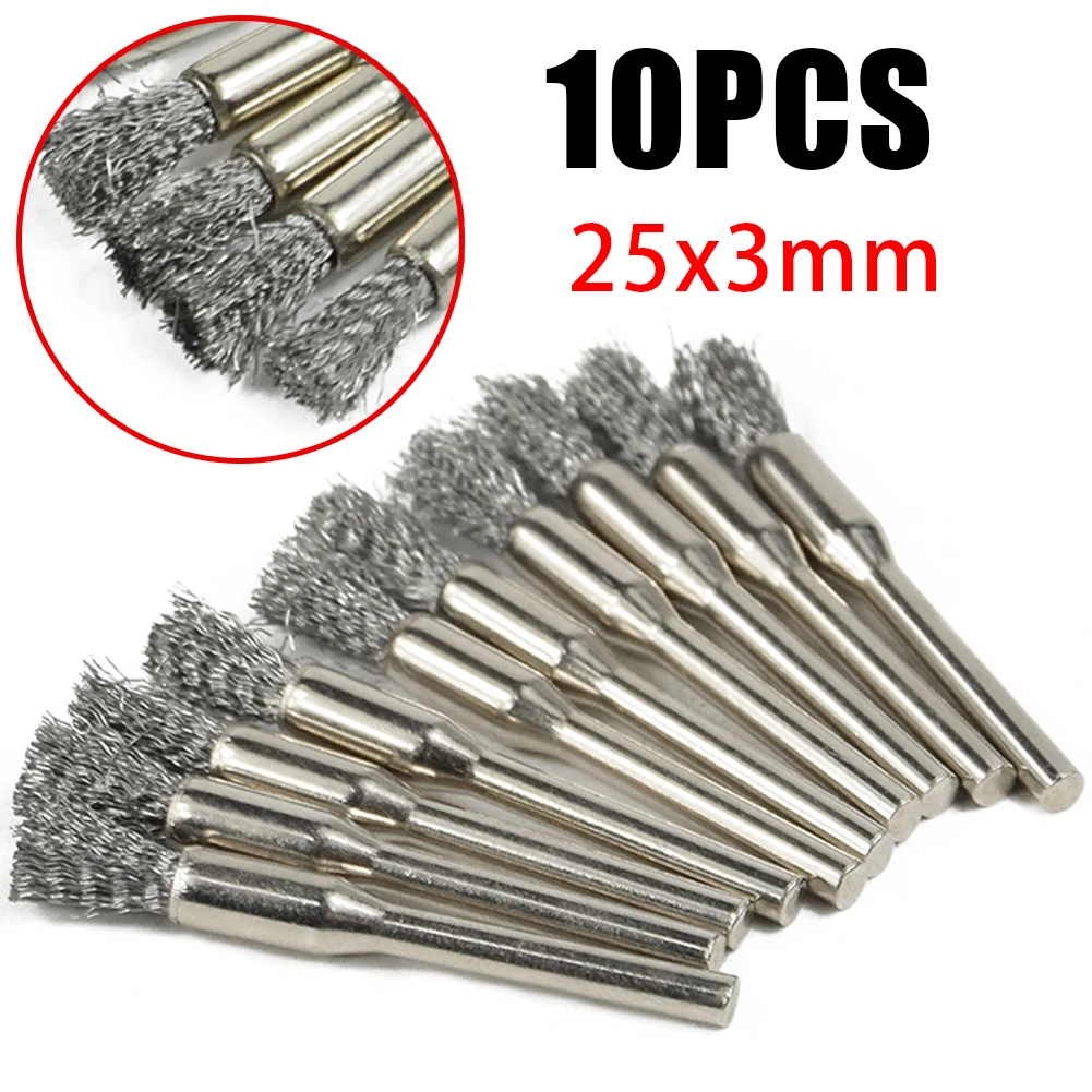 5*3mm Stainless Steel Wire Brush For Mold Grinder Handle Electric Rotary Drill For Electric Drill Tool Cleaning 10PCS wire brush stainless steel wire brush