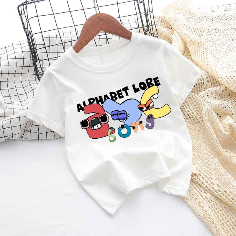 Алфавит ЛОР Детская футболка с принтом мультфильмов одежда для девочек и мальчиков модная футболка Harajuku забавные повседневные топы для маленьких детей детские подарки