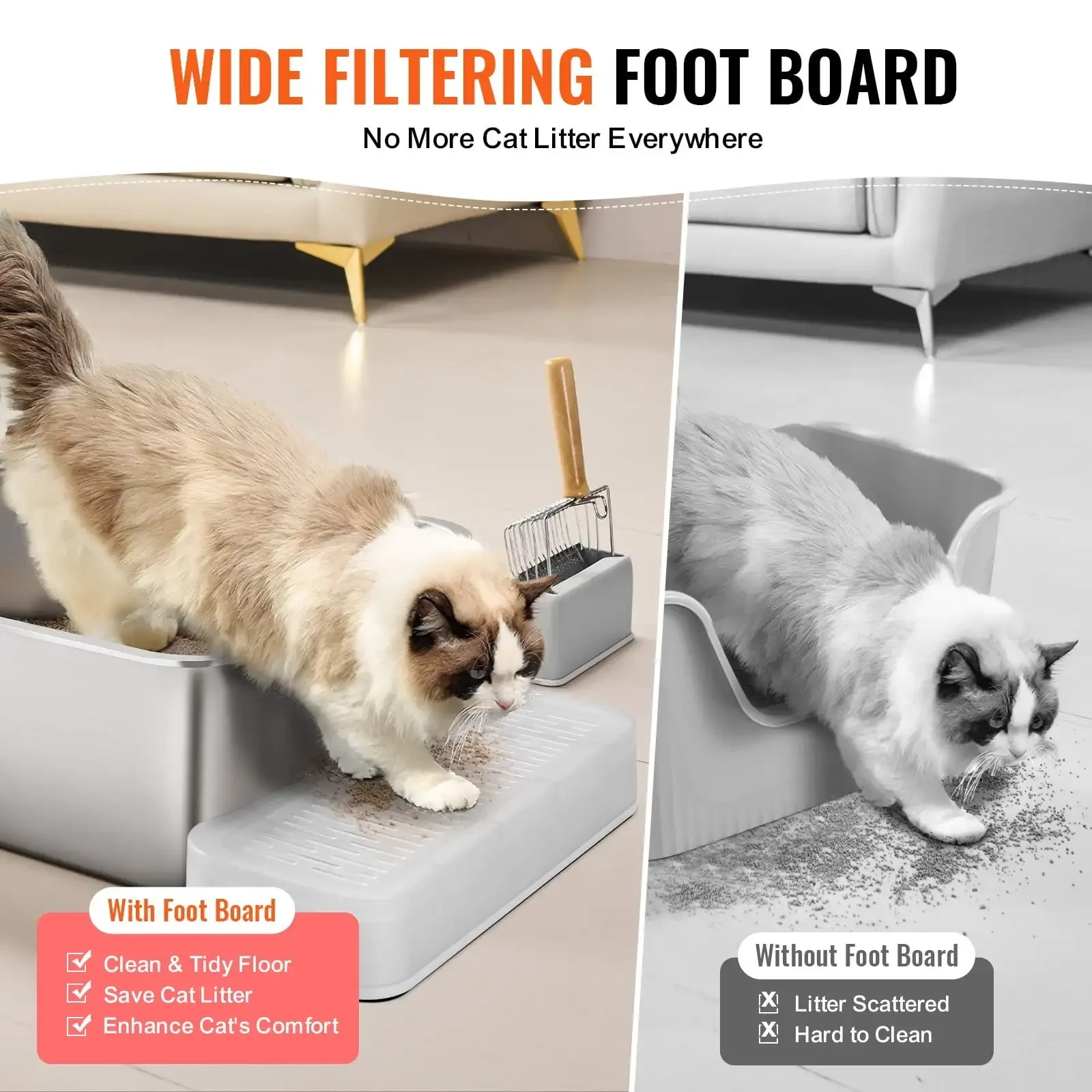 Filtering Foot Board Cat Litter Box