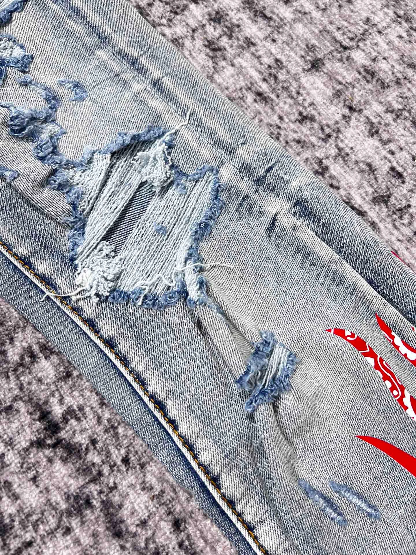 discounted Men bandana flame distressed blue jean 3