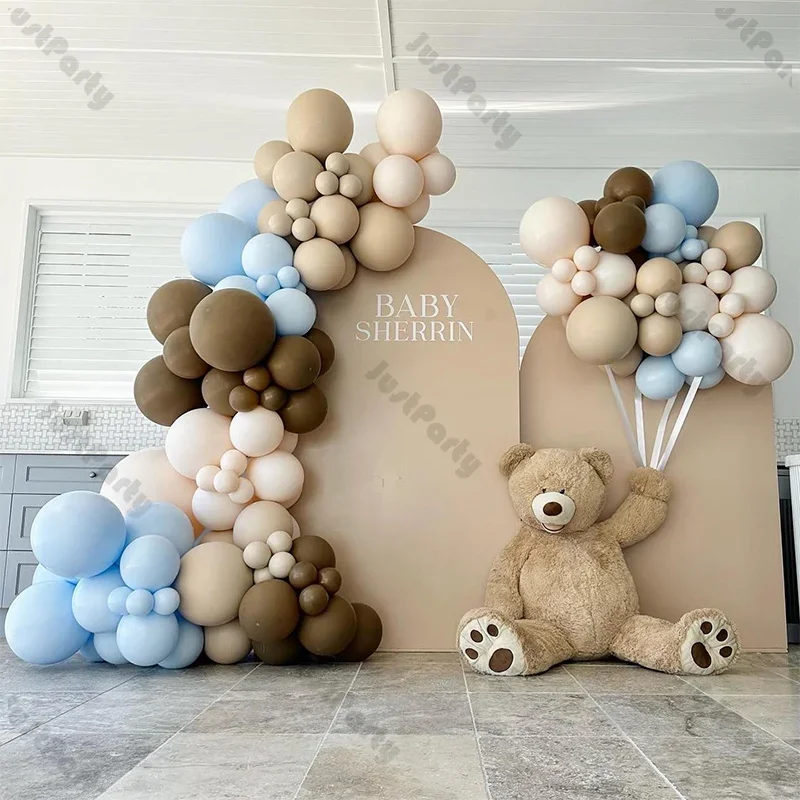 

135pcs Gender Reveal Balloons Arch Garland Kit Blue Caramel Brown Balloon Baby Shower 1st Birthday Party Decor Backdrop Supplies