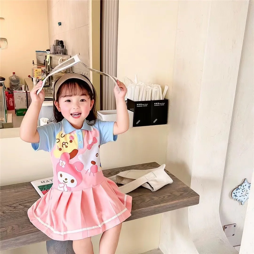 Summer Girls Clothing Toddler Rabbit Polo Shirt Pleated Dress Causal Comfortable Baby Girl Clothing Princess Dress - Image 2