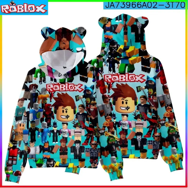 ROBLOX Children's Clothing Cat Ear Hooded Digital Printed Hooded Sweatshirt for Children Tiny Cottons Kids Winter 2024 Fantasy