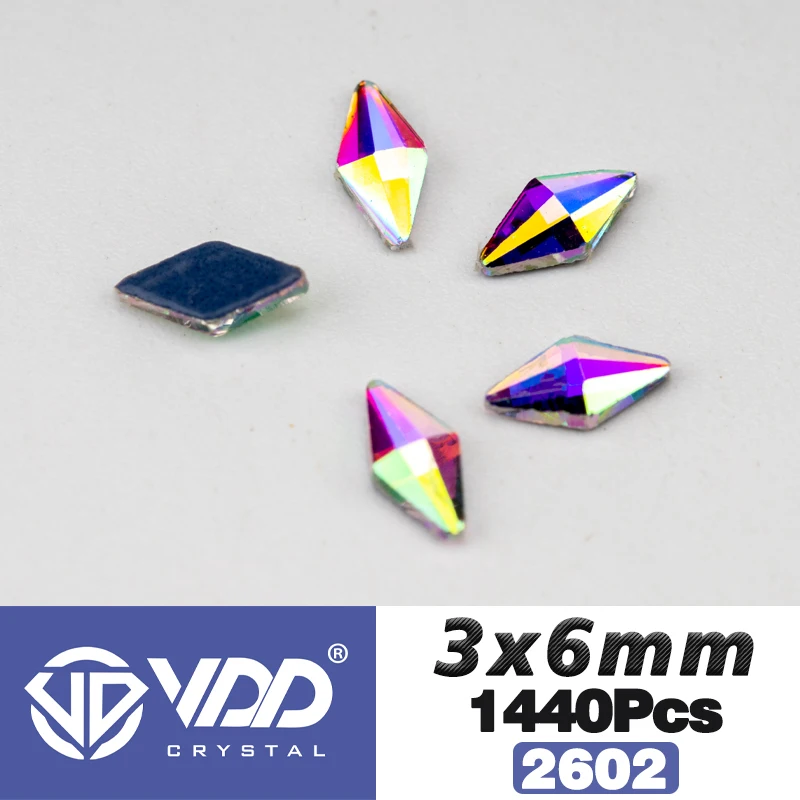 VDD Großhandel 1440 Stück Rechteckige Glasrhinestones Kristall AB Flatback Hotfix Strass Form 3D Steine für Nagelkunst DIY Dekorationen – Detail 34