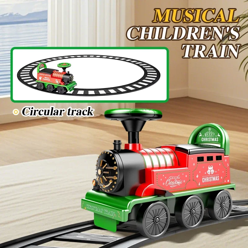 Plastic Ride On Train Toy with Lights and Sounds for Kids