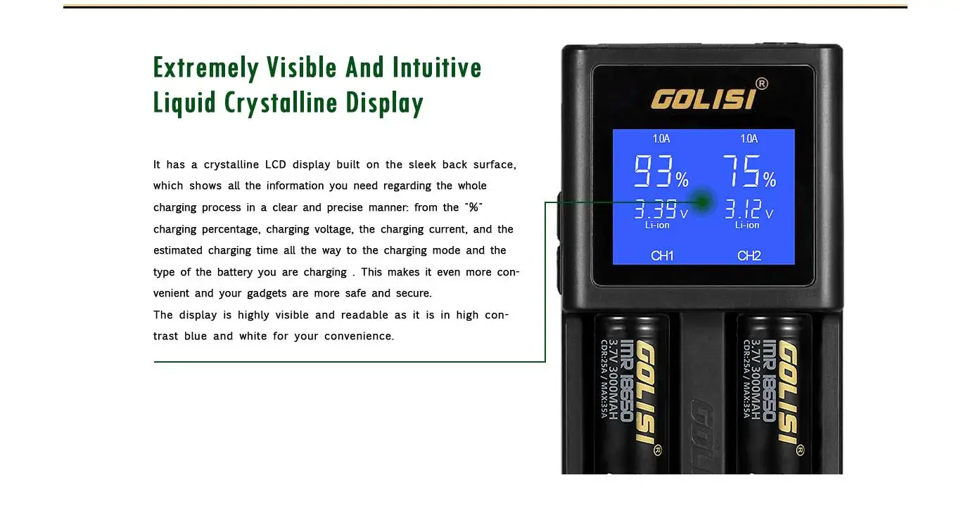 Original golisi s2 carregador de tela lcd