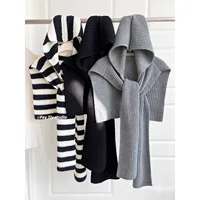 Warm Knitted Hat Scarf Women's Outerwear Autumn Winter Fashionable Cable Knit Shawl with Hood Versatile Stylish Cozy Shoulder...