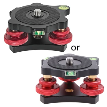 Base livellante per treppiede per fotocamera per testa, livellatore precisione a tre ruote con livella a bolla Vite da 3/8