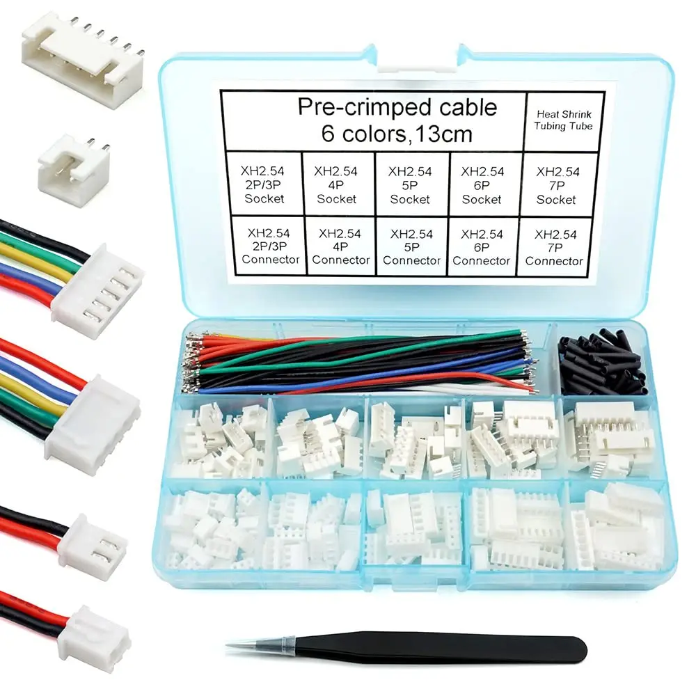 Kit Connecteurs JST-XH 2.54mm 2-7 Broches + Fils 22AWG pour Batterie Lipo