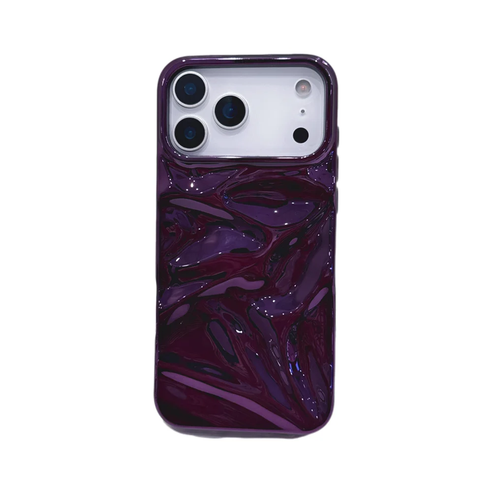 Luxury Electroplate Silvery 3D Wrinkle Phone Case - Plating Water Ripple Shockproof Cover