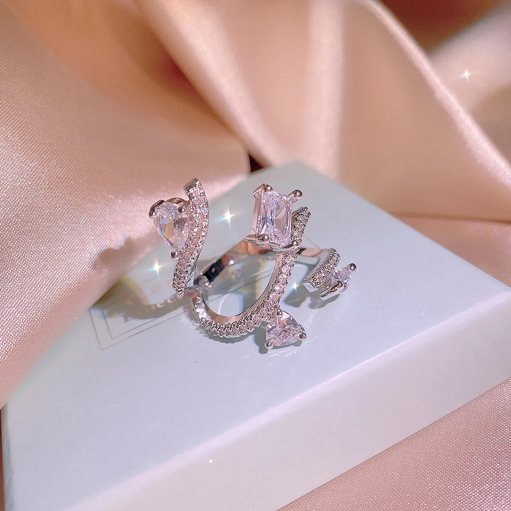 Rings S Stamp On Jewelry Shining Authentic S925 Stamp Heart Star