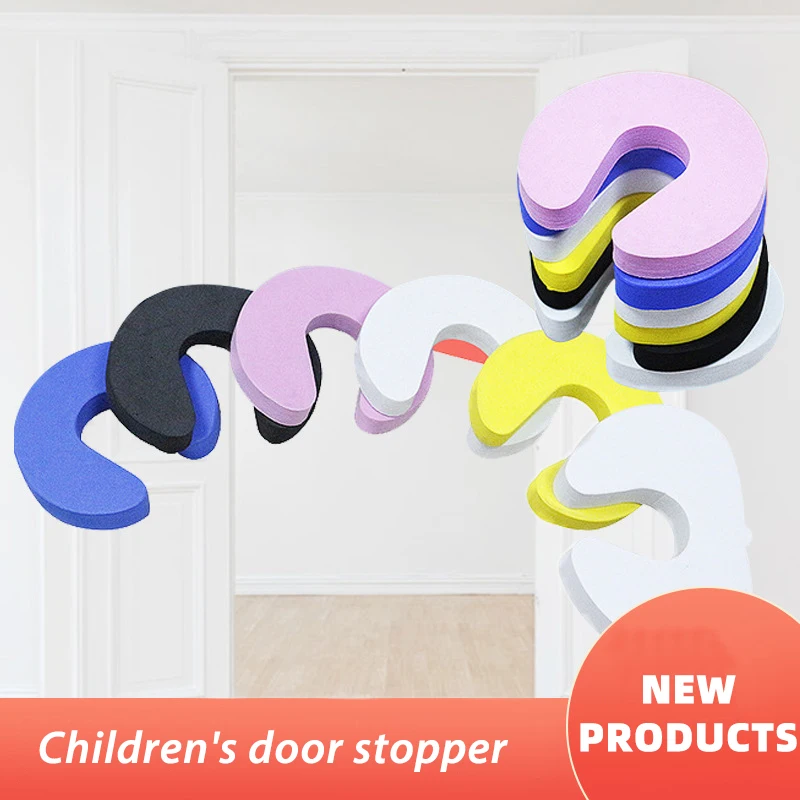 5PCS EVA C Shape Security Cabinet Locks Door Clip Baby Safety Locks Children Protection Kids Finger Safe Foam Door Stopper cabinet safety lock