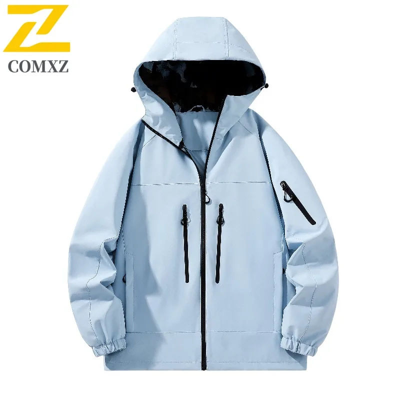 COMXZ Outdoor Mens Jacket 2025 Hooded Cold Resistant Warm Parka Minimalist Comfortable Travel Lightweight Winter Windbreaker